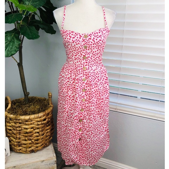 NWOT ROSE PINK DRESS W/ BROWN BUTTONS AND POCKETS - Picture 1 of 6